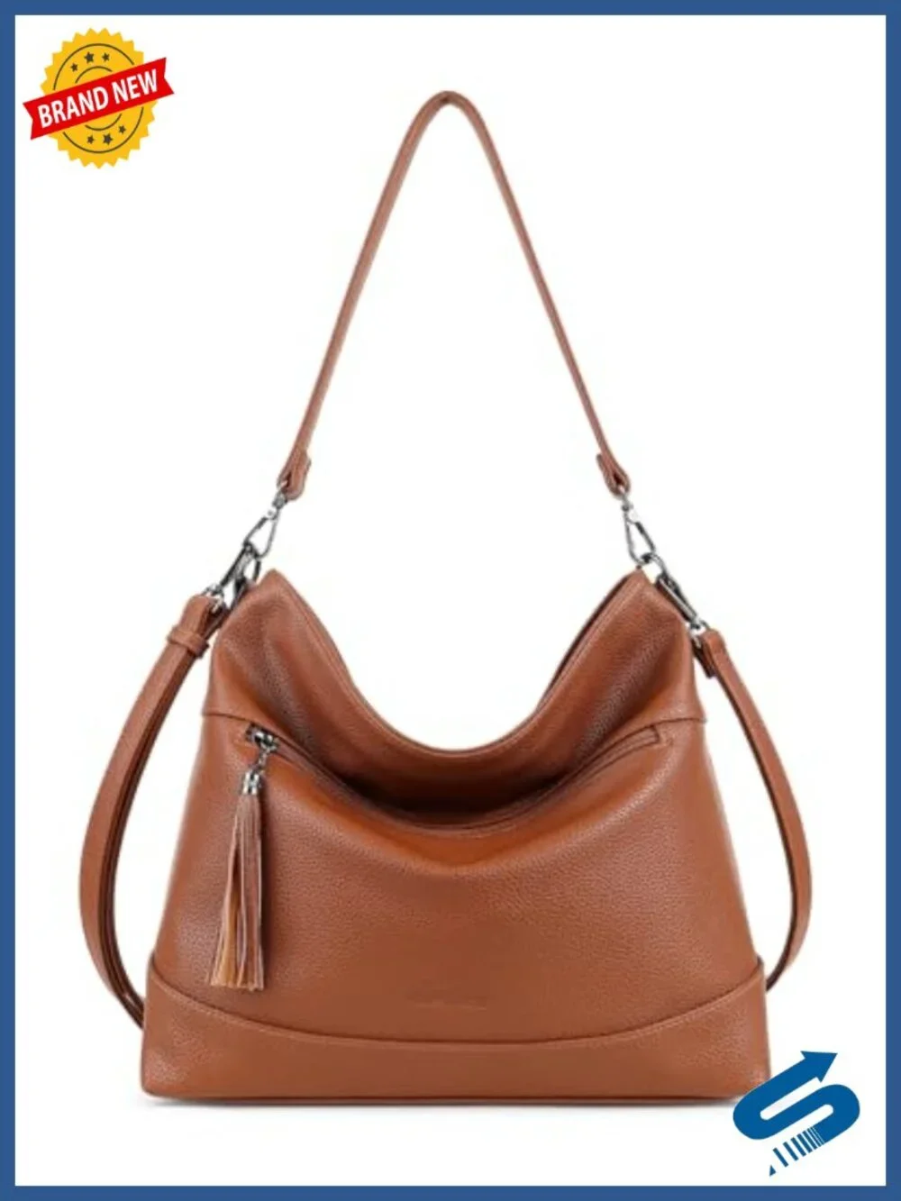 2-in-1 Hobo Crossbody Bag for Women Convertible Faux Leather Purse Tassel Accent